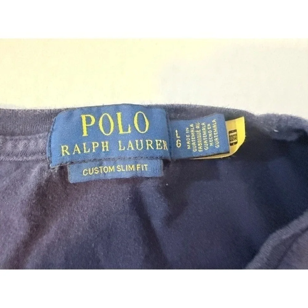 Polo Ralph Lauren Mens Navy Blue Graphic Logo Custom Slim Fit T-Shirt Large